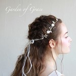 ブライダル ウェディング ウエディング お花モチーフシリーズのハーフ冠 ウエディング ヘッドアクセ髪飾り【お花ハーフ冠】