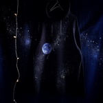 手描き　blue moonパーカー　men's