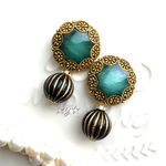 ☆Vintage☆グリーン×ブラックなアンティークピアス/イヤリング