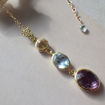 ⭐︎11月誕生石 ブルートパーズ⭐︎Three Gems Necklace 14kgf アメジスト ブルートパーズ シトリン