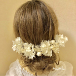 純白ホワイト紫陽花とかすみ草のヘッドパーツ 髪飾り