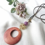 大きなwood ring と とっても可愛い💕鳥さん🐦の革紐ネックレス