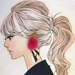 おおぶりピアス  /ファーピアス／モノトーンピアス
