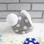 ★完成品★裏毛水玉ドットグレーあったか帽子♪SS