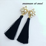 ≪新色選べる４色♡≫ビジュー×ロングタッセルピアス(イヤリング)