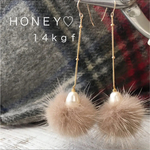1点物♡14kgf デザインチェーンパールミンクピアス