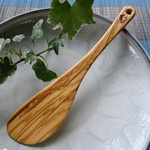 試作品-ちょい混ぜ料理の木ベラ（オリーブウッド1）長さ19.7cm