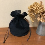 巾着バッグ★コーデュロイ★ネイビー