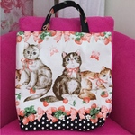 ネコ柄 レッスンバッグ  トートバッグ ハンドメイド 猫柄 ねこ柄 入園準備 入園グッズ 外出用品 