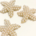 2個ヒトデ　海星　パールビジュー　ゴールド　シルバー　パーツ　素材　材料　金具　メタルパーツ　ピアス　イヤリング　