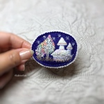 冬の小さなお家ブローチ