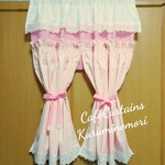 bonbonさま☆オーダー作品☆デラックスカフェカーテン ピンクのコーディネート レース2種類♥受注生産♥