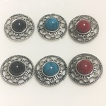 ターコイズブルー　コンチョ　レッド　赤　黒　ブラック　　貼り付け　カボション　シルバー　パーツ　素材　材料　金具　メタルパーツ　ピアス　イヤリング　リボンセンターパーツ　アクセサリー　資材　