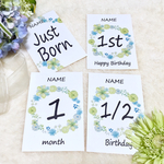 ボタニカル柄の月齢カード 名前も無料