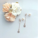 simple×sweet＊スワロパールと雪のバックキャッチイヤリング