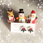 雪をかぶった柊(ひいらぎ) ～ クリスマス お正月 冬 ヒイラギ サージカルステンレス 樹脂ピアス スワロフスキー パール ～