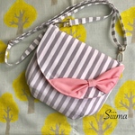 ピンクリボン×ストライプポシェット ♡ お散歩やおでかけに♫  キッズ こども