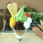 送料無料　食品サンプル　抹茶小豆パフェ