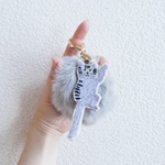 ファーバッグチャーム 刺繍の猫 サバトラ