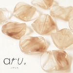 [B1812-1]【10個】 アクリルビーズ ウェーブラウンド ベージュ