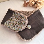 Libertyふんわりあったか大人乙女のプチマフラーorネックウォーマー*リバティフラワー*大人色brown