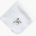 【ラッピング無料】雪だるま文鳥（クリスマス限定カラー）刺繍ミニタオル