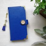 【Xperia XZ3/XZ2/XZ1/XZs/Z3/Z4/Z5 Premium/XZ Premium/X Performance】手帳型スマホケース🌼きれいめブルー🌼アンティークお花