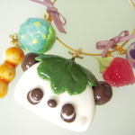 パンダさんの柏餅と和菓子色々のキーリング