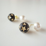 pearl and star -ピアス- black