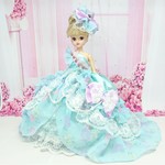 3.【12月14日(金)昼12時より】リカちゃん お姫様ドレス 一点物☆ミント×パープル　シフォン