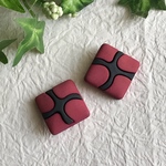 ヴィンテージ アクリルボタン マットレッド×ブラック 2個セット
