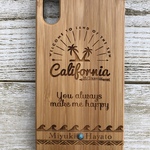 iPhone X iPhone11 木製iPhoneケース 名前入り カリフォルニア California✯名入れ✯名前入り✯木✯ウッド✯ペア✯ギフト✯結婚記念日✯記念日✯