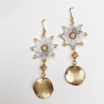 冬の雪花ビーズタティングレースピアス