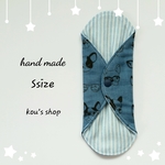 ▼再販△ 布ナプキン Ssizeひし形🔷 メガネフレンチブルドッグ柄🐶ダークブルー