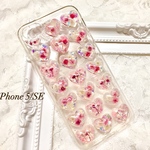 完成品 かすみ草立体ハートのiPhone5/SEケース