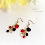 赤と黒のピアス＊イヤリング＊ノンホールピアス 