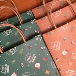 ミニ紙袋 クリスマス柄 サンタ ベージュ緑セット