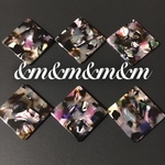 ２５ｍｍ　カラフル　四角　穴あり　アクリル　べっ甲　べっこう　鼈甲　べっ甲　シェル　パーツ　素材　材料　金具　ピアス　イヤリング　アクセサリー　資材　チャーム　カン付き