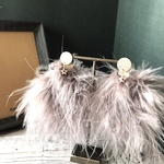 ✳︎ふわふわ☆2wayマラボーファーのお星様ピアス・グレイッシュパープル✳︎
