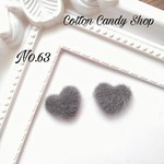 ꒰⑅No.63⑅꒱ ハート ふわふわ グレー イヤリング/ピアス