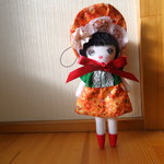 ♪おかっぱ娘♪おすまし文化ちゃん・切り替えワンピース・オレンジお花