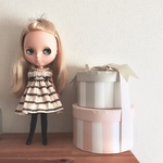 ブライス ドール用 ウールボーダー ミニ ワンピース （アイボリー） リカちゃん アウトフィット