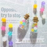 再販＊七色金平糖のミニミニ小瓶＊イヤリング・イヤーカフ・ピアス＊片耳用《受注製作》