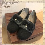 【22.5〜25cm】リボンファーシューズ/gr