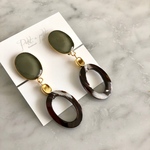 -COLOR-nail- コーヒー染シェルイヤリング/カーキ（送料無料）