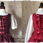 【綿Ｍサイズ入荷しました】編み上げワンピース（サーキュラースカート）☆ボルドー☆S/M/L