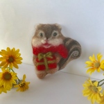 シマリス・リス・クリスマス・羊毛フェルト