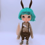 夜空の星屑吊りズボンと柔らかフワフワニット（グレー）のセット