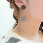 丸ウッドとカボチャビーズのアンティークイヤリング