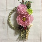 稲穂付き正月飾り 桃椿